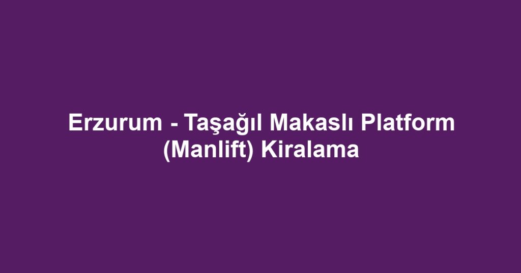 Erzurum - Taşağıl Makaslı Platform (Manlift) Kiralama
