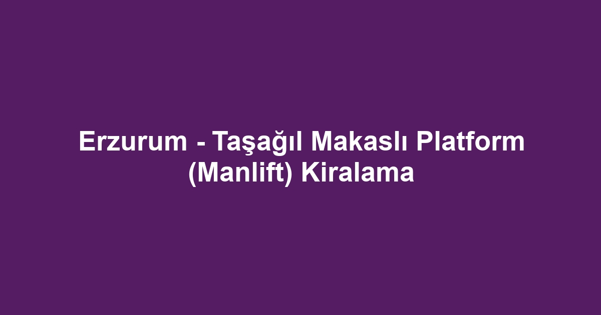 Erzurum - Taşağıl Makaslı Platform (Manlift) Kiralama