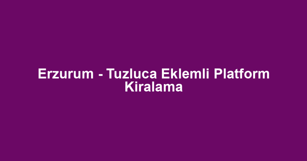 Erzurum - Tuzluca Eklemli Platform Kiralama