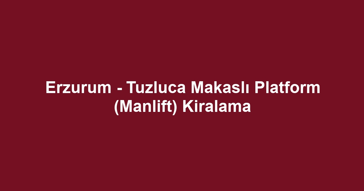 Erzurum - Tuzluca Makaslı Platform (Manlift) Kiralama