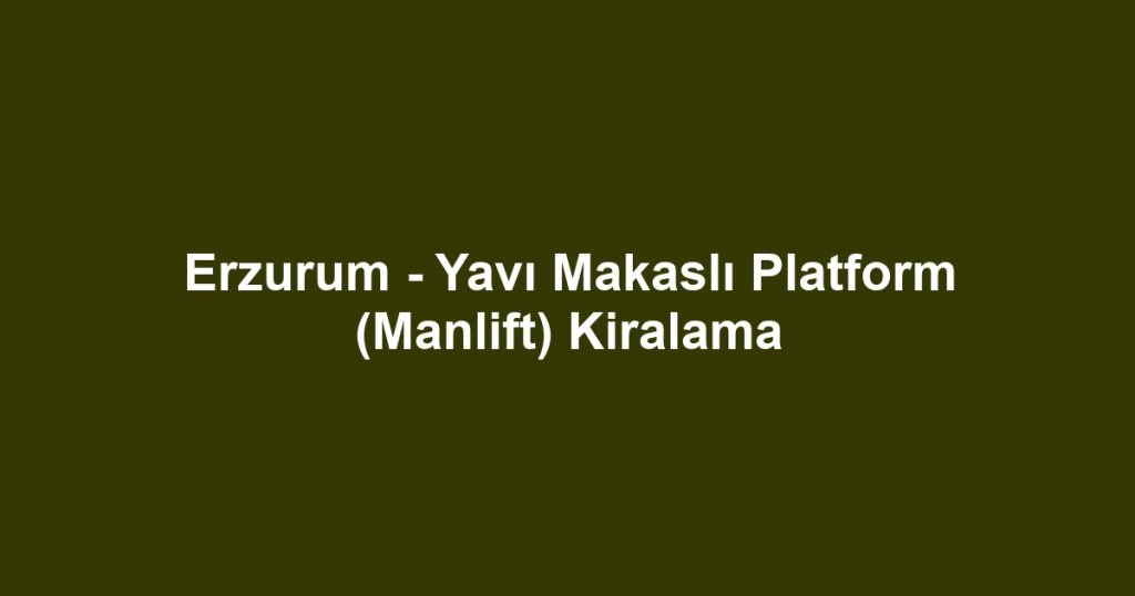 Erzurum - Yavı Makaslı Platform (Manlift) Kiralama