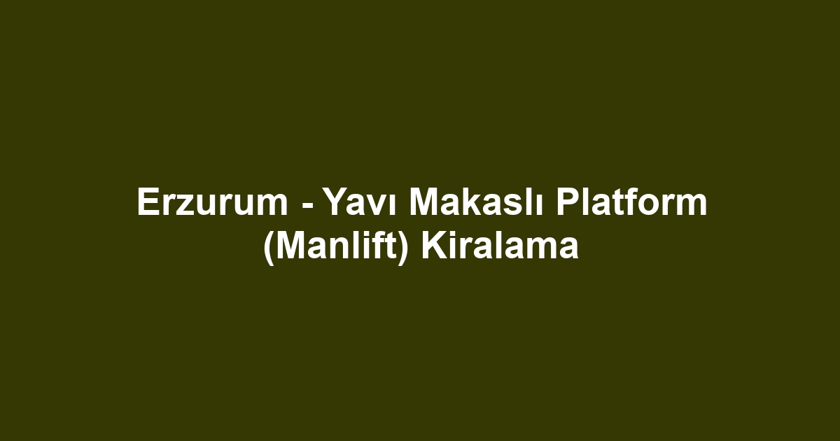 Erzurum - Yavı Makaslı Platform (Manlift) Kiralama
