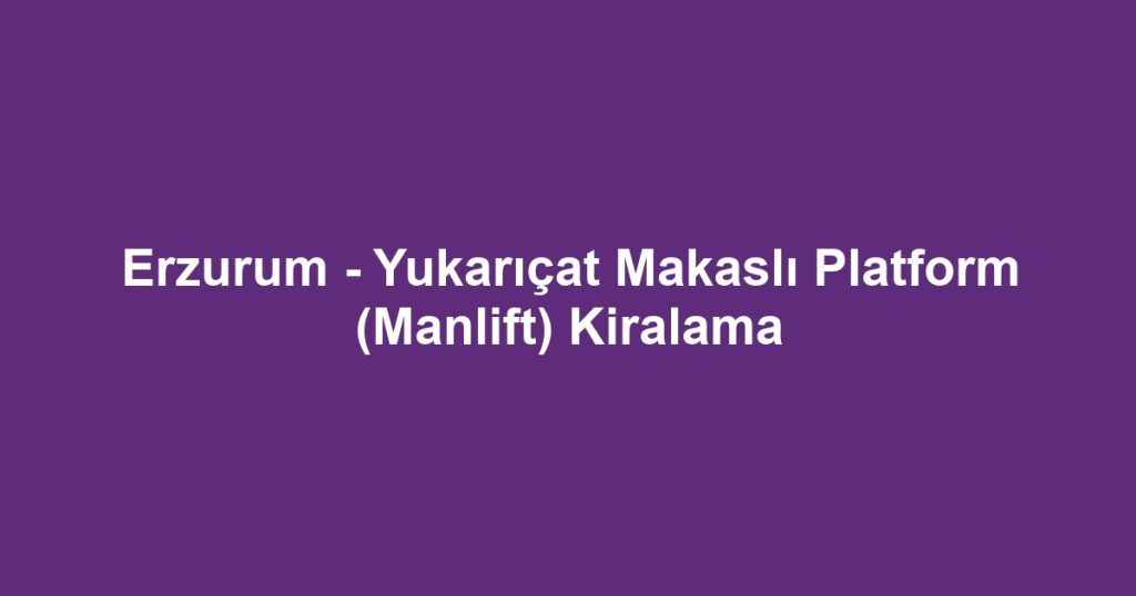 Erzurum - Yukarıçat Makaslı Platform (Manlift) Kiralama