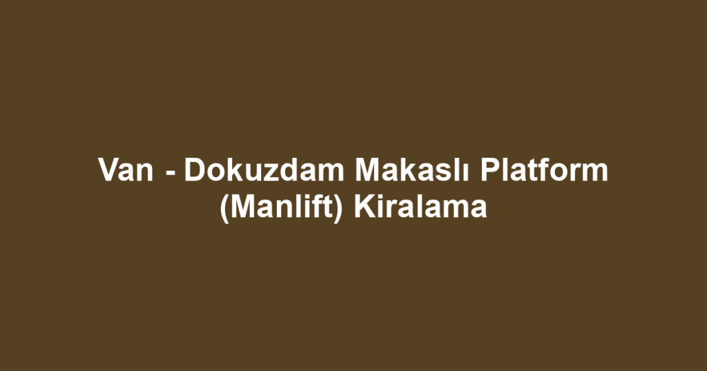 Van - Dokuzdam Makaslı Platform (Manlift) Kiralama
