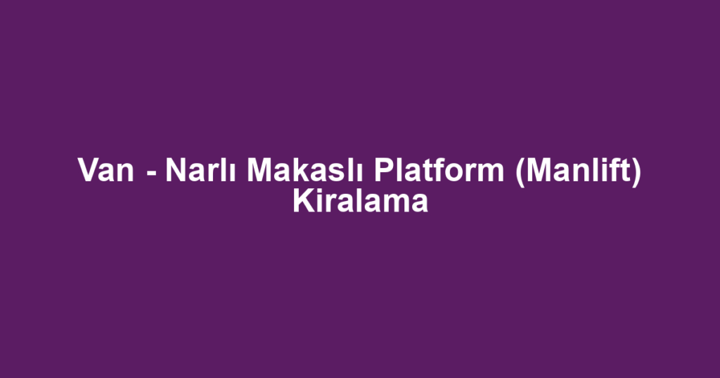 Van - Narlı Makaslı Platform (Manlift) Kiralama