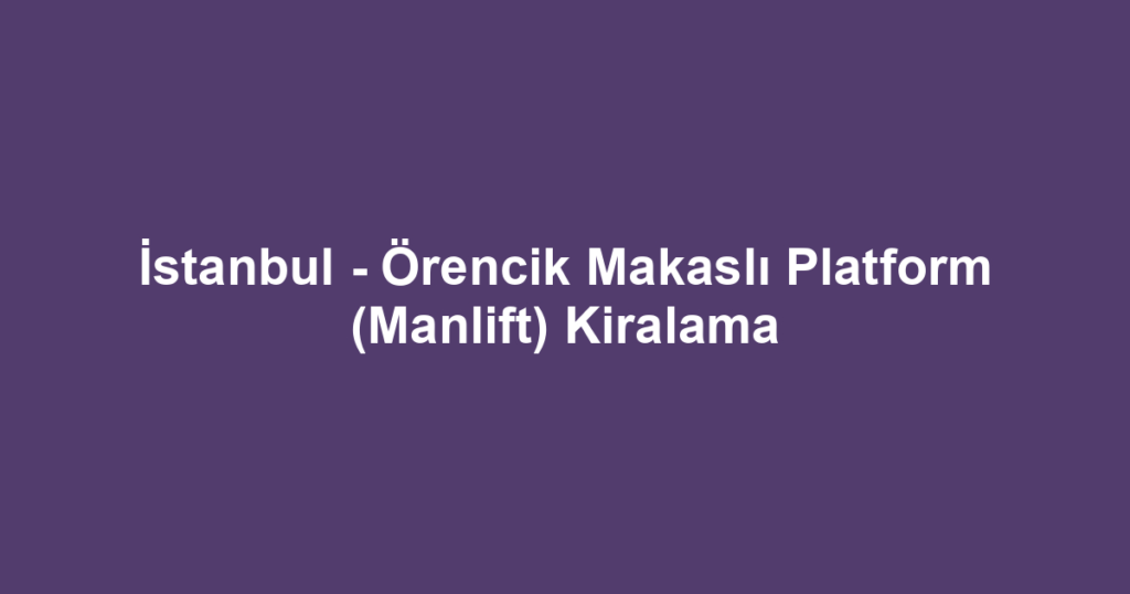 İstanbul - Örencik Makaslı Platform (Manlift) Kiralama