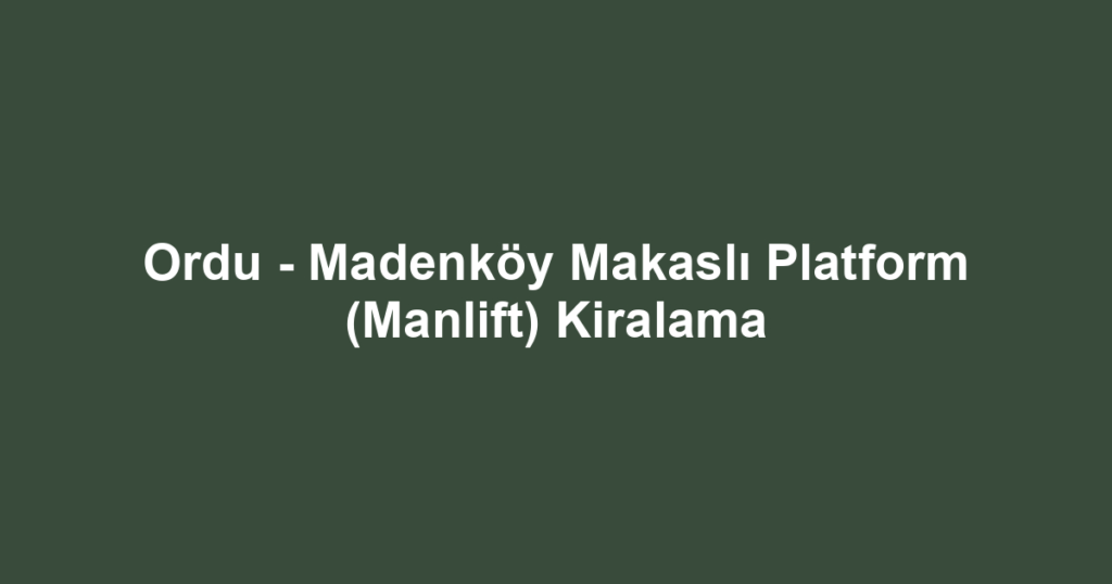 Ordu - Madenköy Makaslı Platform (Manlift) Kiralama