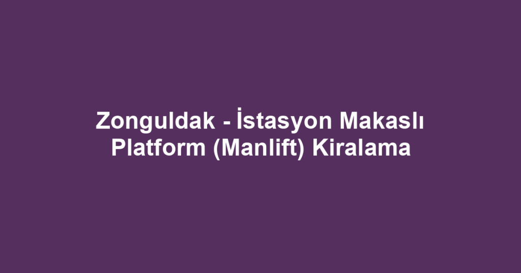 Zonguldak - İstasyon Makaslı Platform (Manlift) Kiralama