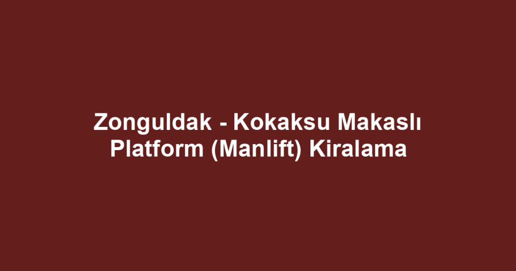 Zonguldak - Kokaksu Makaslı Platform (Manlift) Kiralama