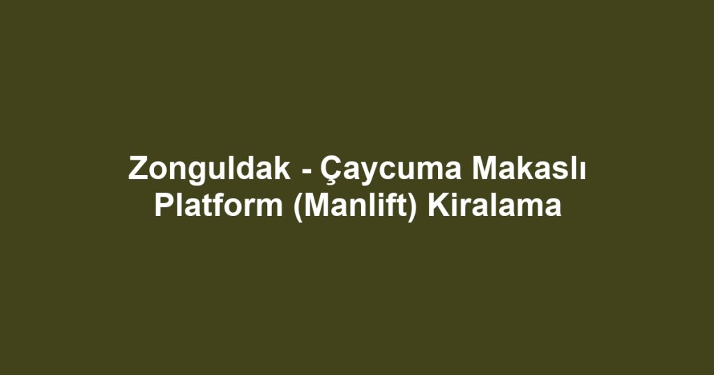 Zonguldak - Çaycuma Makaslı Platform (Manlift) Kiralama