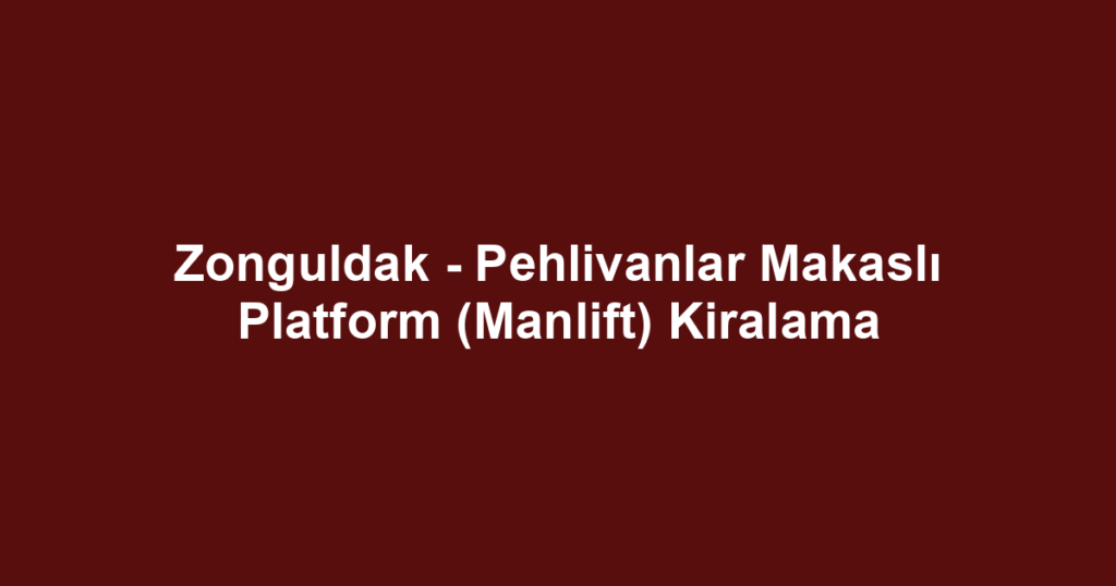 Zonguldak - Pehlivanlar Makaslı Platform (Manlift) Kiralama