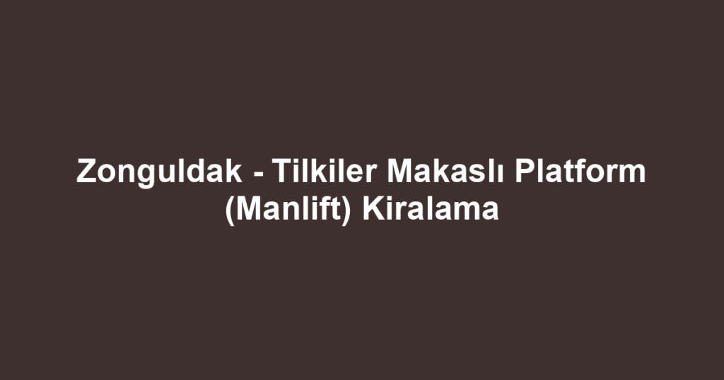 Zonguldak - Tilkiler Makaslı Platform (Manlift) Kiralama