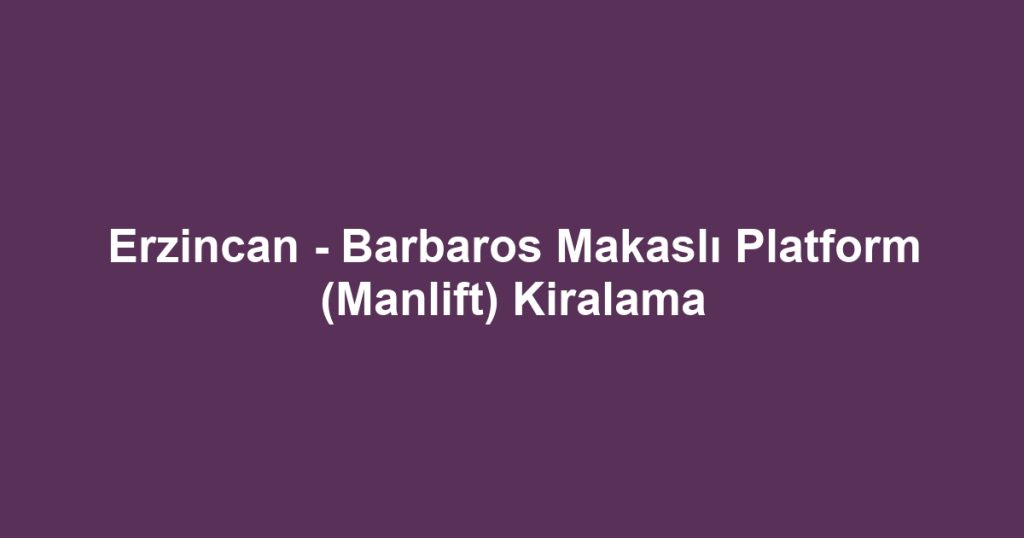 Erzincan - Barbaros Makaslı Platform (Manlift) Kiralama