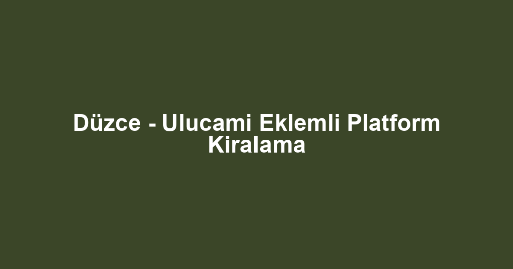 Düzce - Ulucami Eklemli Platform Kiralama