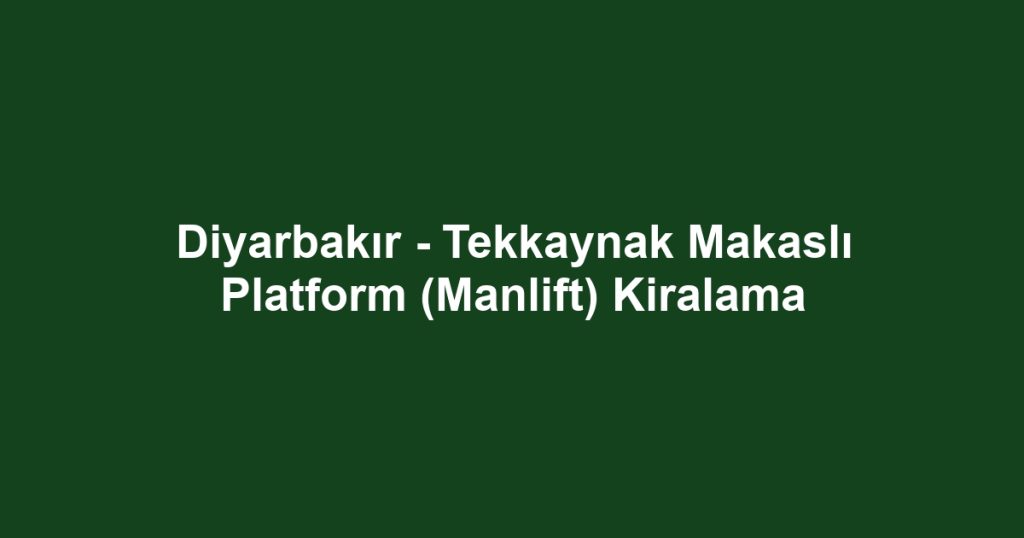 Diyarbakır - Tekkaynak Makaslı Platform (Manlift) Kiralama