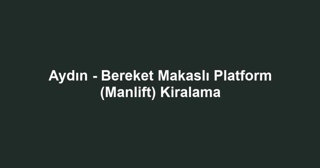 Aydın - Bereket Makaslı Platform (Manlift) Kiralama
