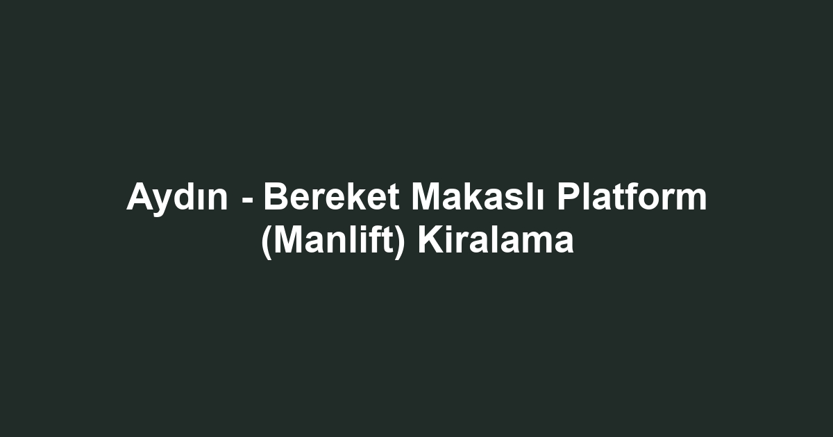 Aydın - Bereket Makaslı Platform (Manlift) Kiralama