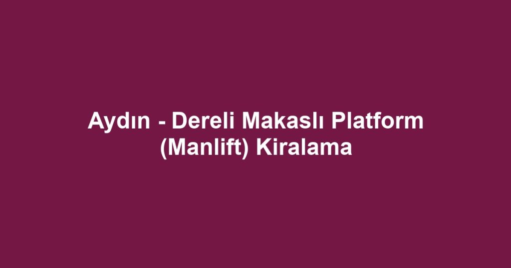 Aydın - Dereli Makaslı Platform (Manlift) Kiralama