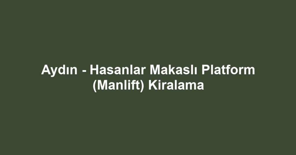 Aydın - Hasanlar Makaslı Platform (Manlift) Kiralama