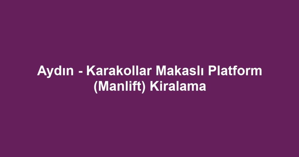 Aydın - Karakollar Makaslı Platform (Manlift) Kiralama