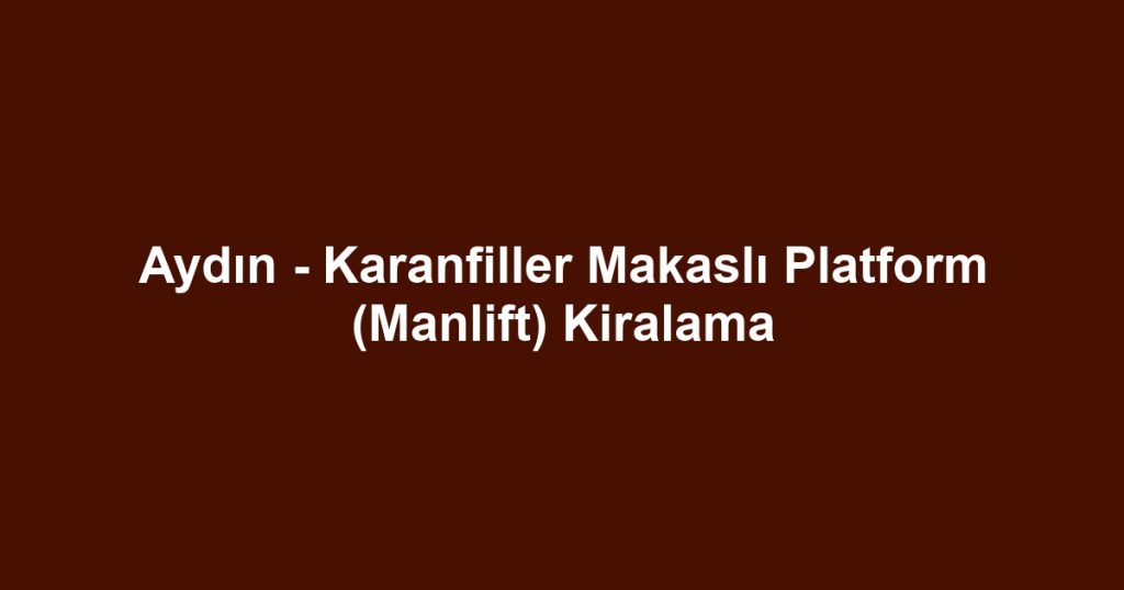 Aydın - Karanfiller Makaslı Platform (Manlift) Kiralama