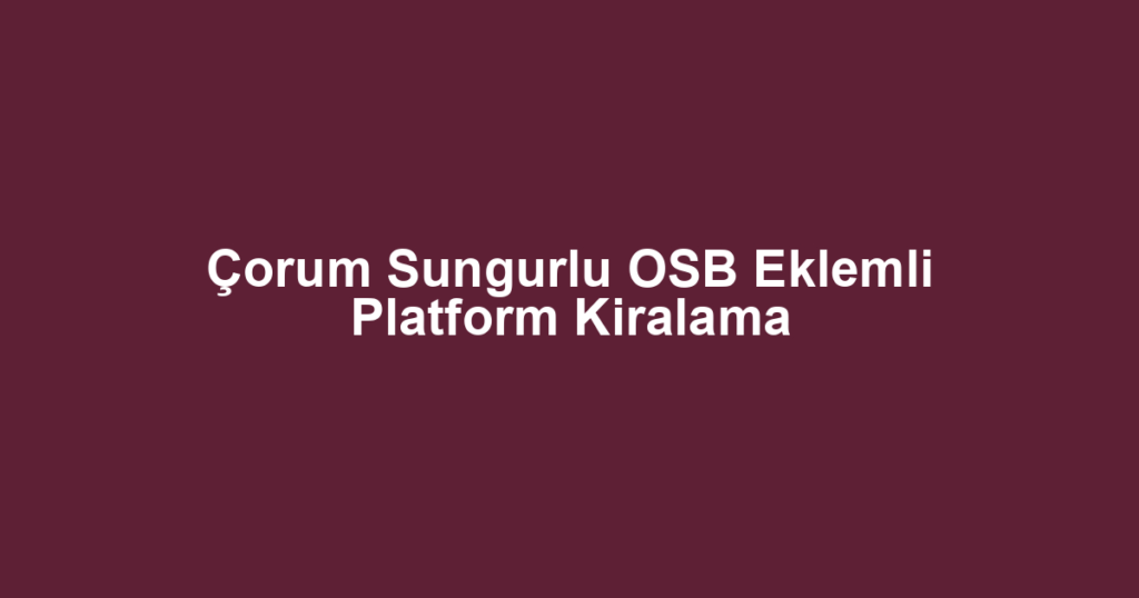 Çorum Sungurlu OSB Eklemli Platform Kiralama