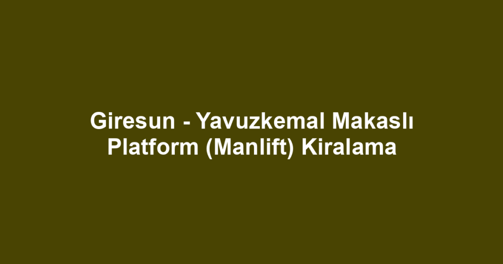 Giresun - Yavuzkemal Makaslı Platform (Manlift) Kiralama