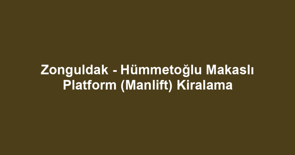 Zonguldak - Hümmetoğlu Makaslı Platform (Manlift) Kiralama
