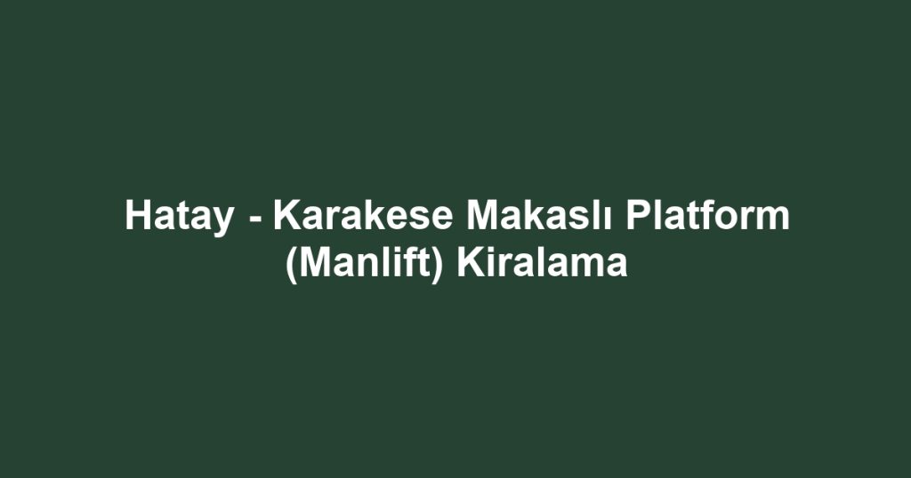 Hatay - Karakese Makaslı Platform (Manlift) Kiralama