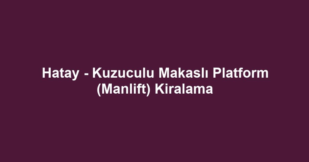 Hatay - Kuzuculu Makaslı Platform (Manlift) Kiralama