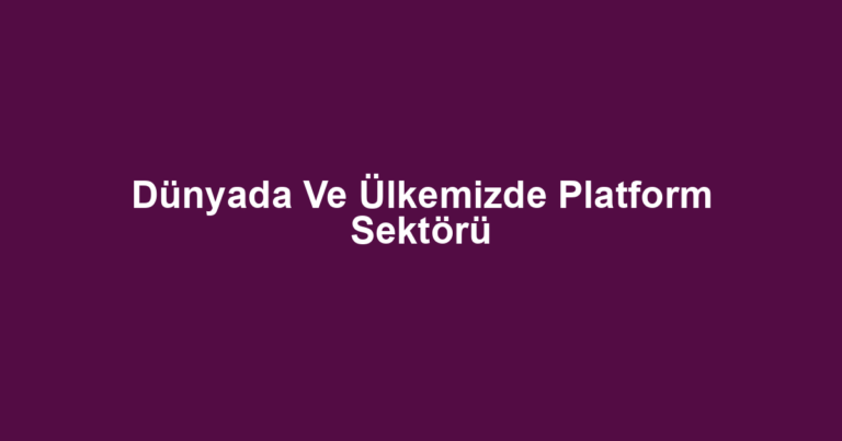 Dünyada Ve Ülkemizde Platform Sektörü