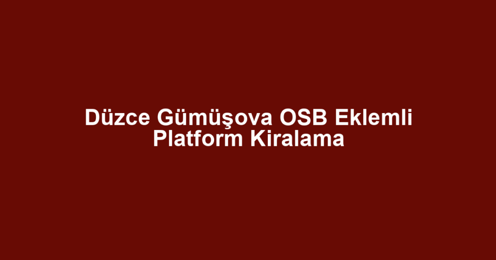 Düzce Gümüşova OSB Eklemli Platform Kiralama