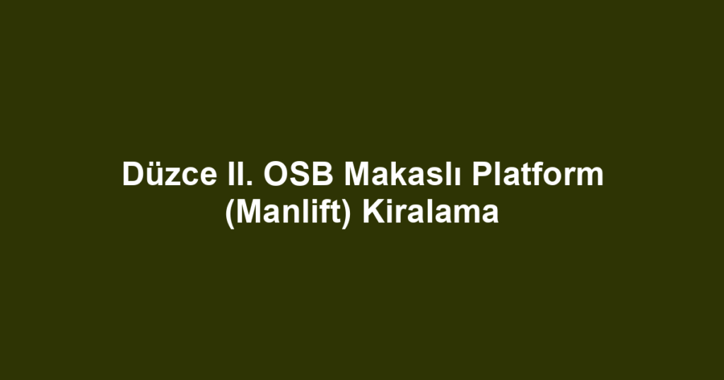 Düzce II. OSB Makaslı Platform (Manlift) Kiralama