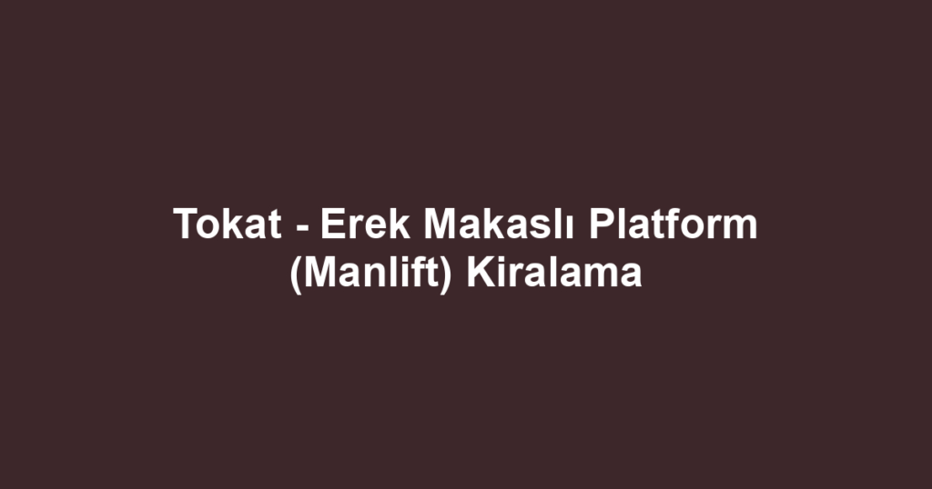 Tokat - Erek Makaslı Platform (Manlift) Kiralama