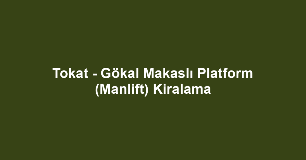 Tokat - Gökal Makaslı Platform (Manlift) Kiralama