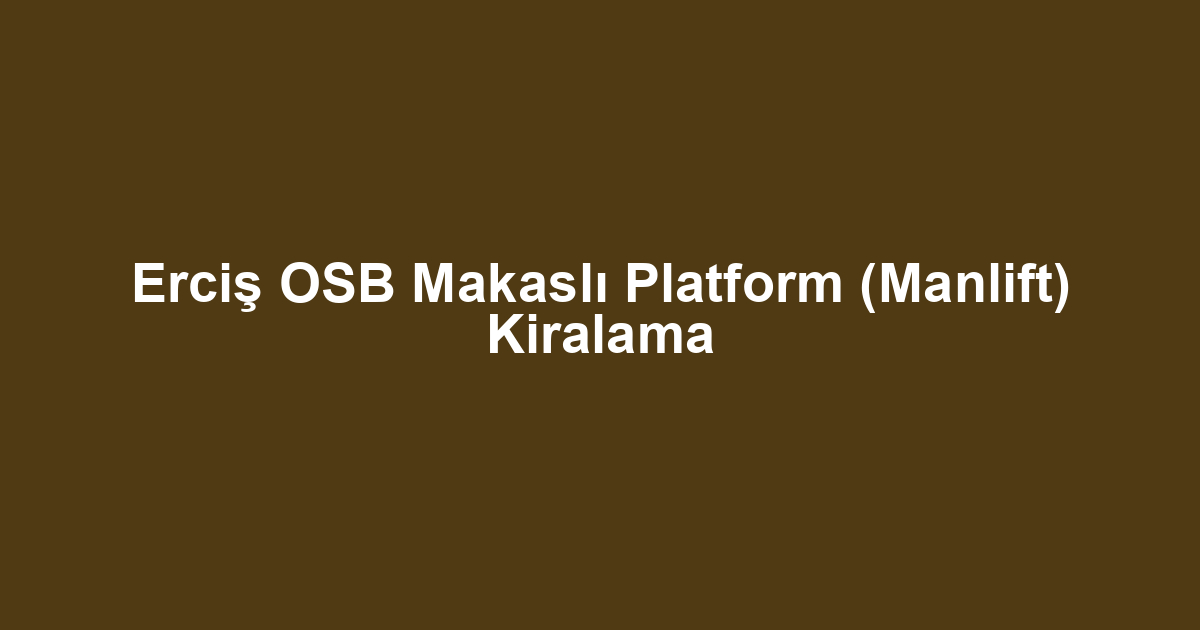 Erciş OSB Makaslı Platform (Manlift) Kiralama