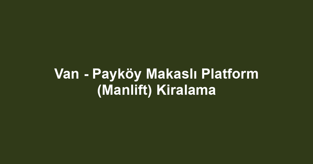 Van - Payköy Makaslı Platform (Manlift) Kiralama