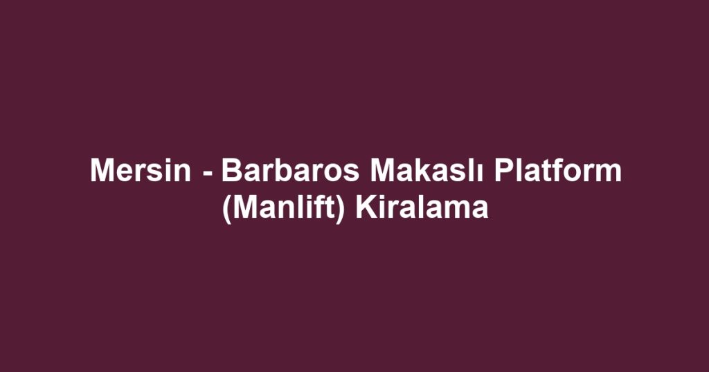 Mersin - Barbaros Makaslı Platform (Manlift) Kiralama