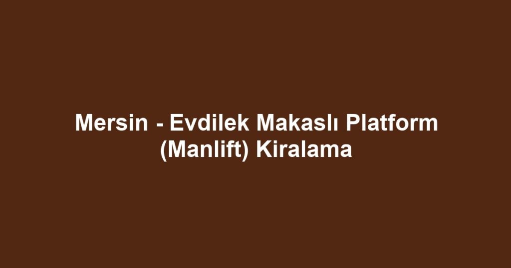 Mersin - Evdilek Makaslı Platform (Manlift) Kiralama