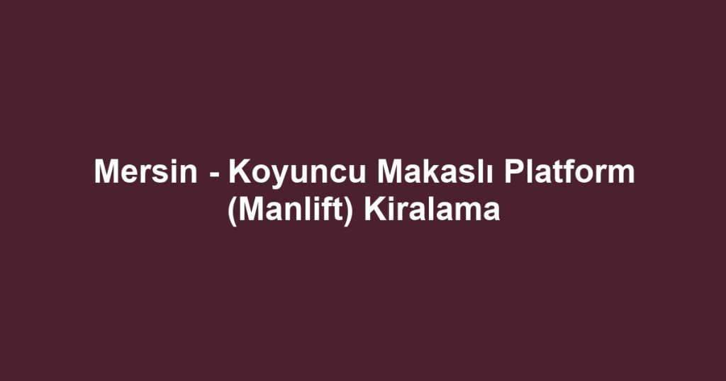 Mersin - Koyuncu Makaslı Platform (Manlift) Kiralama