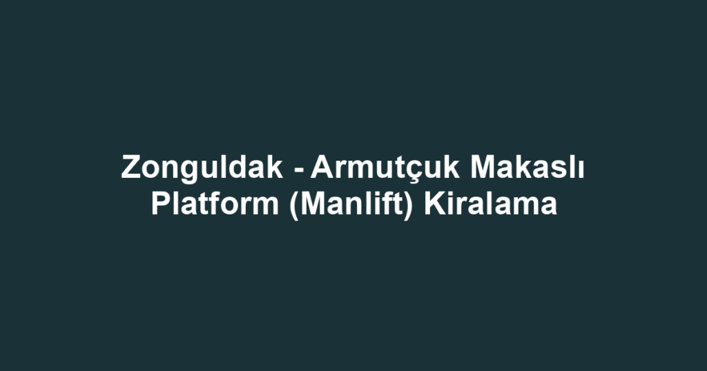 Zonguldak - Armutçuk Makaslı Platform (Manlift) Kiralama
