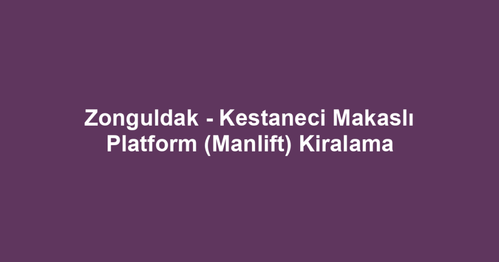 Zonguldak - Kestaneci Makaslı Platform (Manlift) Kiralama