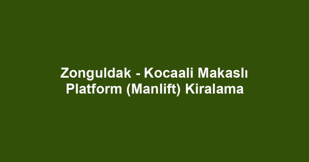 Zonguldak - Kocaali Makaslı Platform (Manlift) Kiralama