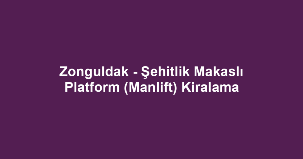 Zonguldak - Şehitlik Makaslı Platform (Manlift) Kiralama