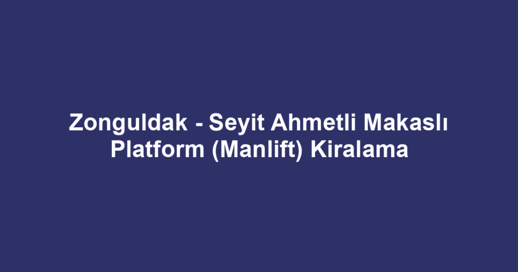 Zonguldak - Seyit Ahmetli Makaslı Platform (Manlift) Kiralama