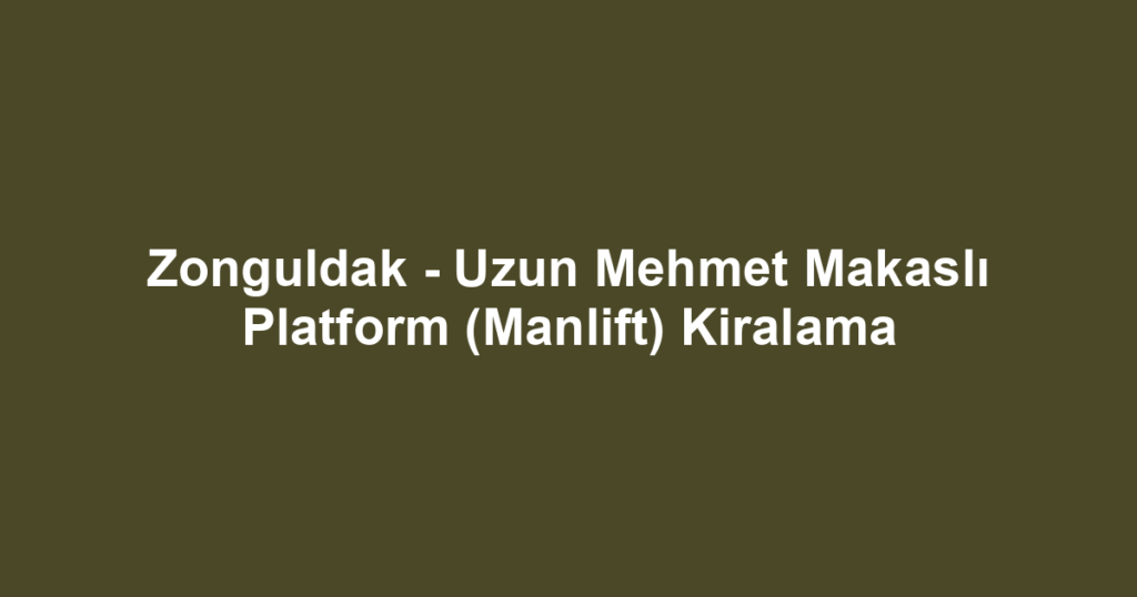 Zonguldak - Uzun Mehmet Makaslı Platform (Manlift) Kiralama