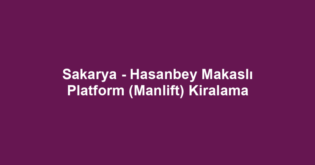 Sakarya - Hasanbey Makaslı Platform (Manlift) Kiralama