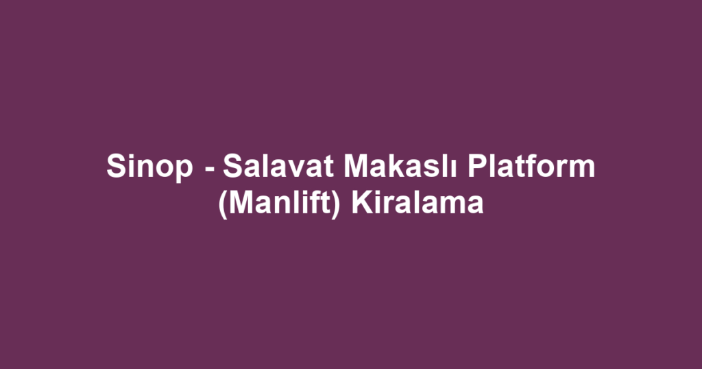 Sinop - Salavat Makaslı Platform (Manlift) Kiralama