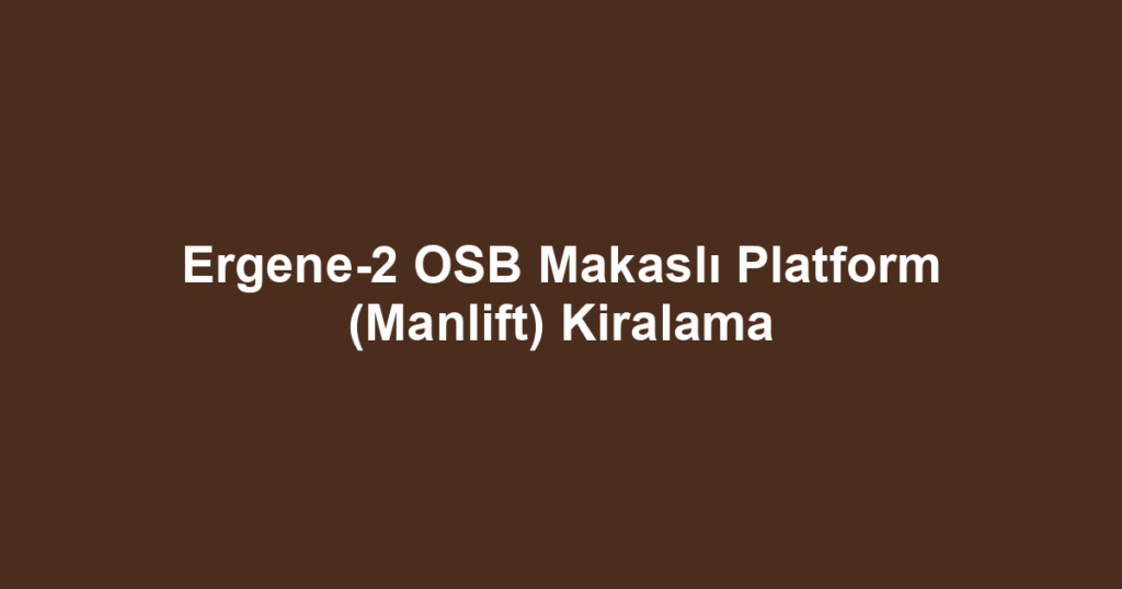 Ergene-2 OSB Makaslı Platform (Manlift) Kiralama