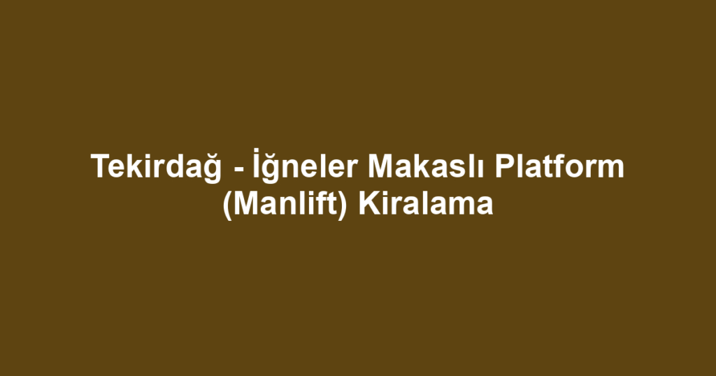 Tekirdağ - İğneler Makaslı Platform (Manlift) Kiralama